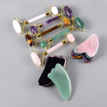 Load image into Gallery viewer, Jade Scraping Plate Powder Crystal Massage Roller Scraping Plate Set Eye Massage Stick Jade Roller Massager