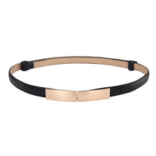 Load image into Gallery viewer, Fashion Women Leather Belt Thin Skinny Metal Gold Elastic Buckle Waistband Belt Dress Accessories