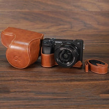 Load image into Gallery viewer, PU leather case Camera Bag for Sony A6000 ILCE-6100 A6100 A6400 A6300 ILCE-6400 protective Cover Pouch With Battery Opening