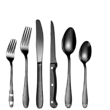 Load image into Gallery viewer, Hammered Stainless Steel Tableware Set Gift Western Tableware Water Cube Knife, Fork and Spoon Steak Knife