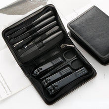 Load image into Gallery viewer, Stainless Steel Nail Clippers Set 9 Pieces Black Nail Tools Quality Nail Clippers Full Set Nail Clippers Set