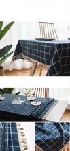Load image into Gallery viewer, Blue Plaid Tablecloth Three-Dimensional Embroidered Rectangular Linen Dustproof Table Cloth