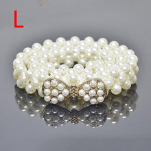 Load image into Gallery viewer, Women Chain Dress Belt Elegant Ladies Waistband Pearl Beads Elastic Belt Waist White Belt Stretchy