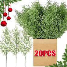 Load image into Gallery viewer, 5-20pcs Artificial Pine Branches Fake Plant Leaves Green Pine Tree Branches Christmas Tree Ornaments New Year Party Decoration