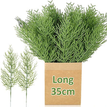 Load image into Gallery viewer, 5-20pcs Artificial Pine Branches Fake Plant Leaves Green Pine Tree Branches Christmas Tree Ornaments New Year Party Decoration