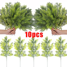 Load image into Gallery viewer, 10/1PCS Christmas Artificial Pine Branches DIY Wreath Gifts Decoration Green Simulation Plant Leaves Fake Flower Xmas Home Decor