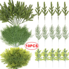 Load image into Gallery viewer, 10/2Pcs Artificial Pine Branches Christmas Fake Green Plants Pine Leaves DIY Garland Xmas Tree Ornaments New Year Party Decors