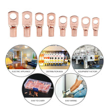 Load image into Gallery viewer, 10/25/50/100pcs Copper Lug Ring Wire Connector Bare Cable Electric Crimp Terminal SC6-6 SC6-8 SC10-6 SC10-8 SC16-6 SC16-8 SC25-6