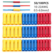 Load image into Gallery viewer, 10/50/100pcs Assorted Insulated Crimp Terminals Electrical Wire Cable Butt Connectors Crimping Terminal BV1.25 BV2.5 BV5.5