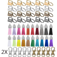Load image into Gallery viewer, 10/60 PCS Lanyard Keychain Hardware Set Swivel Snap Hooks Colorful Key Fob, Keychain Fob Hardware for Wristlets Keychain Making