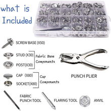 Load image into Gallery viewer, 100/270-Pieces Stainless Steel Marine Grade Canvas and Upholstery Boat Cover Snap Button Fastener Kit with Setting Tool