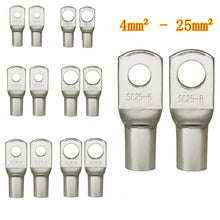 Load image into Gallery viewer, 100/50/25/10PCS 4-25mm Assortment Tinned Copper Lugs Ring Crimp Terminals Battery Wire Welding Cable Connectors Kit