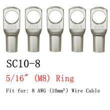 Load image into Gallery viewer, 100/50/25/10PCS 4-25mm Assortment Tinned Copper Lugs Ring Crimp Terminals Battery Wire Welding Cable Connectors Kit