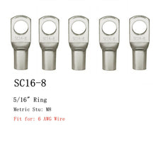 Load image into Gallery viewer, 100/50/25/10PCS 4-25mm Assortment Tinned Copper Lugs Ring Crimp Terminals Battery Wire Welding Cable Connectors Kit