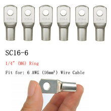 Load image into Gallery viewer, 100/50/25/10PCS 4-25mm Assortment Tinned Copper Lugs Ring Crimp Terminals Battery Wire Welding Cable Connectors Kit