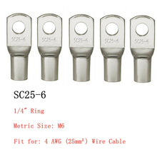 Load image into Gallery viewer, 100/50/25/10PCS 4-25mm Assortment Tinned Copper Lugs Ring Crimp Terminals Battery Wire Welding Cable Connectors Kit