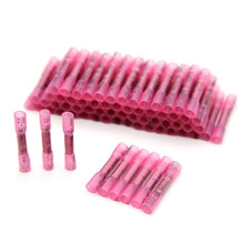 Load image into Gallery viewer, 100/50PCS 22-16 AWG Electrical Heat Shrink Butt Crimp Terminals Red Waterproof Fully Insulated Seal Wire Connectors Assortment