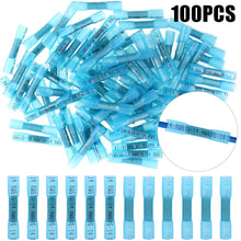 Load image into Gallery viewer, 100/50PCS 22-16 AWG Electrical Heat Shrink Butt Crimp Terminals Red Waterproof Fully Insulated Seal Wire Connectors Assortment