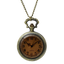 Load image into Gallery viewer, Fashion Gift Quartz Pocket Watch Flip Digital Tawny Glass Pocket Watch Watch Necklace Vintage Pocket Watch