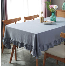Load image into Gallery viewer, Cotton Linen Tablecloth Simple Lotus Edge Table Cloth Linen Dining Table Cover Cloth
