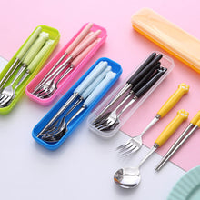 Load image into Gallery viewer, Cat's Paw Tableware Set Ceramic Stainless Steel Tableware Chopsticks Spoon Fork Portable Tableware Set