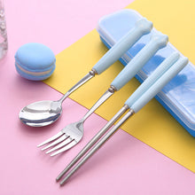 Load image into Gallery viewer, Cat's Paw Tableware Set Ceramic Stainless Steel Tableware Chopsticks Spoon Fork Portable Tableware Set