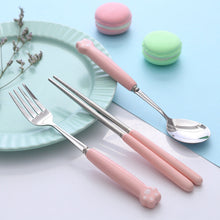 Load image into Gallery viewer, Cat's Paw Tableware Set Ceramic Stainless Steel Tableware Chopsticks Spoon Fork Portable Tableware Set