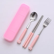 Load image into Gallery viewer, Cat's Paw Tableware Set Ceramic Stainless Steel Tableware Chopsticks Spoon Fork Portable Tableware Set