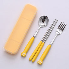 Load image into Gallery viewer, Cat's Paw Tableware Set Ceramic Stainless Steel Tableware Chopsticks Spoon Fork Portable Tableware Set