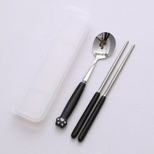 Load image into Gallery viewer, Cat's Paw Tableware Set Ceramic Stainless Steel Tableware Chopsticks Spoon Fork Portable Tableware Set