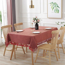 Load image into Gallery viewer, Solid Color Tassel Tablecloth Cotton Rectangular Coffee Table Cloth Household Cotton Linen Tablecloths Table Runners