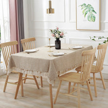 Load image into Gallery viewer, Solid Color Tassel Tablecloth Cotton Rectangular Coffee Table Cloth Household Cotton Linen Tablecloths Table Runners