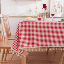 Load image into Gallery viewer, Tablecloth Cotton Linen Fresh Literature and Art Plaid Rectangular Red Table Cloth