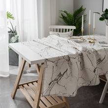 Load image into Gallery viewer, White Tablecloth Marbling Printed Cotton Linen Dustproof Table Cloth