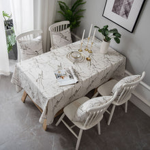 Load image into Gallery viewer, White Tablecloth Marbling Printed Cotton Linen Dustproof Table Cloth