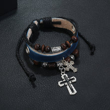 Load image into Gallery viewer, Personalized Beaded Multi-Layer Cattle Leather Bracelet Simple European and American Style Vintage Ornament Couple Leather Bracelet