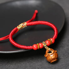 Load image into Gallery viewer, Baby Baby Red Rope Walnut Carved Cabas Pig Auditory ossicle Bracelet Red Rope Bracelet