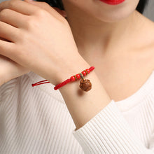 Load image into Gallery viewer, Baby Baby Red Rope Walnut Carved Cabas Pig Auditory ossicle Bracelet Red Rope Bracelet