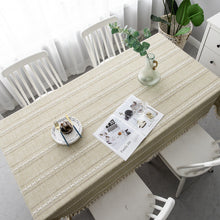 Load image into Gallery viewer, Solid Color Tablecloth Hollow Tablecloth Long Striped Jacquard Cotton Linen Table Cloth