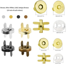 Load image into Gallery viewer, 10Sets 14/18mm Magnetic Button DIY Craft Sewing Snaps Knitting Clasps Sets for Sewing Craft Purses Bags Clothes Leather 4 Colors