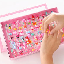 Load image into Gallery viewer, 10pcs/lot Children's Cartoon Rings Candy Flower Animal Bow Shape Ring Set Mix Finger Jewellery Rings Kid Girls Toys