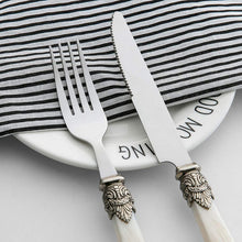Load image into Gallery viewer, Retro Tableware Knife Fork Spoon Acrylic Handle Festival Family Party Tableware Suit