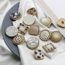 Load image into Gallery viewer, 5pcs/set Metal Button Pearl Square Buckle French Sweater Coat Decoration Button