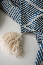 Load image into Gallery viewer, Waterproof Jacquard Tassel Navy Blue Tablecloth Rectangular Table Cloth