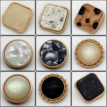 Load image into Gallery viewer, 5pcs/set Metal Button Pearl Square Buckle French Sweater Coat Decoration Button