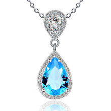 Load image into Gallery viewer, Women's Pendant S925 Silver Necklace Blue Crystal Pendant for girls