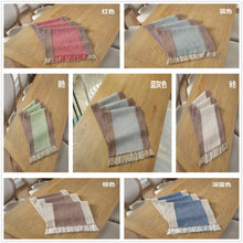 Load image into Gallery viewer, Solid Color Cotton and Linen Table Runner Tassel Bed Runner Stitching Dining Tablecloth Cotton Linen Zen Tea Table Table Runner