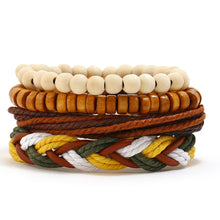 Load image into Gallery viewer, Bracelet Vintage Hand-Woven DIY Four-Piece Set Cattle Leather Bracelet Simple Hemp Rope Carrying Strap