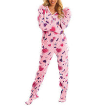 Load image into Gallery viewer, Women Spring Autumn Hooded Jumpsuit Print Warm Long Sleeve Casual Loose Romper Lady Home Pajamas
