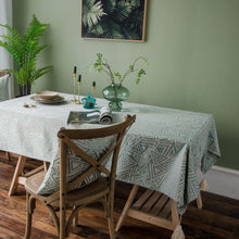 Load image into Gallery viewer, Tassel Jacquard Green Tablecloth Dining Table Cloth Rectangular Square